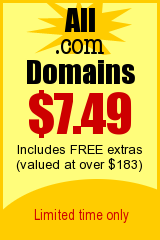$7.49 .com domain names!