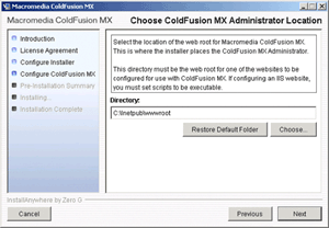 ColdFusion MX installation screen 8