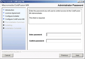 ColdFusion MX installation screen 9